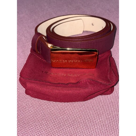 Heaven Mayhem Plate Belt in Gold & Burgundy Small Womens Leather Buckle main image 7